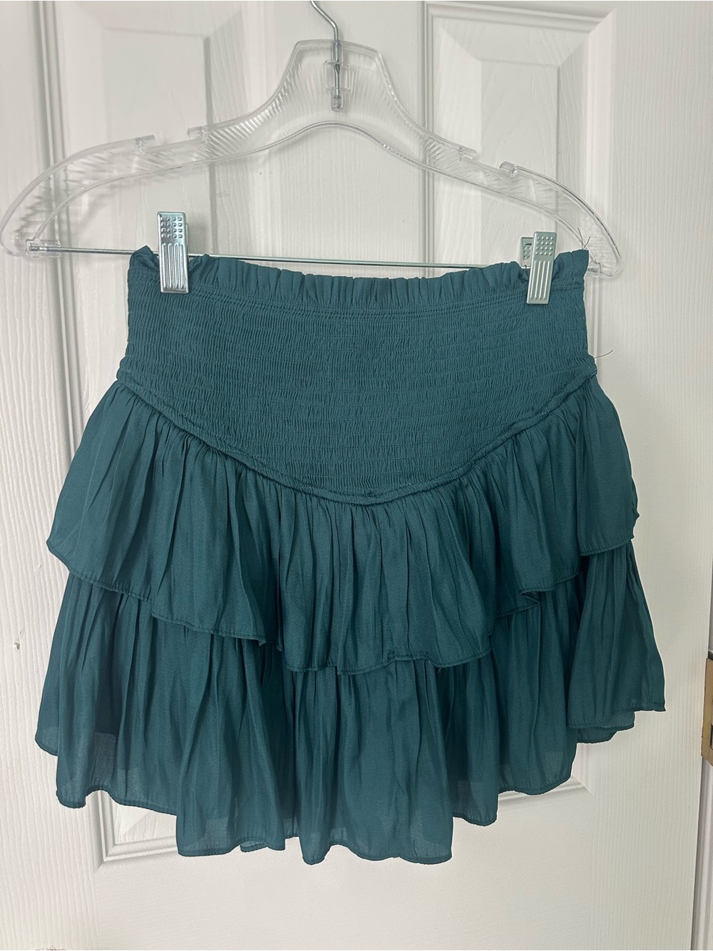 Mustard Seed Teal Tiered Ruffle Mini Skirt